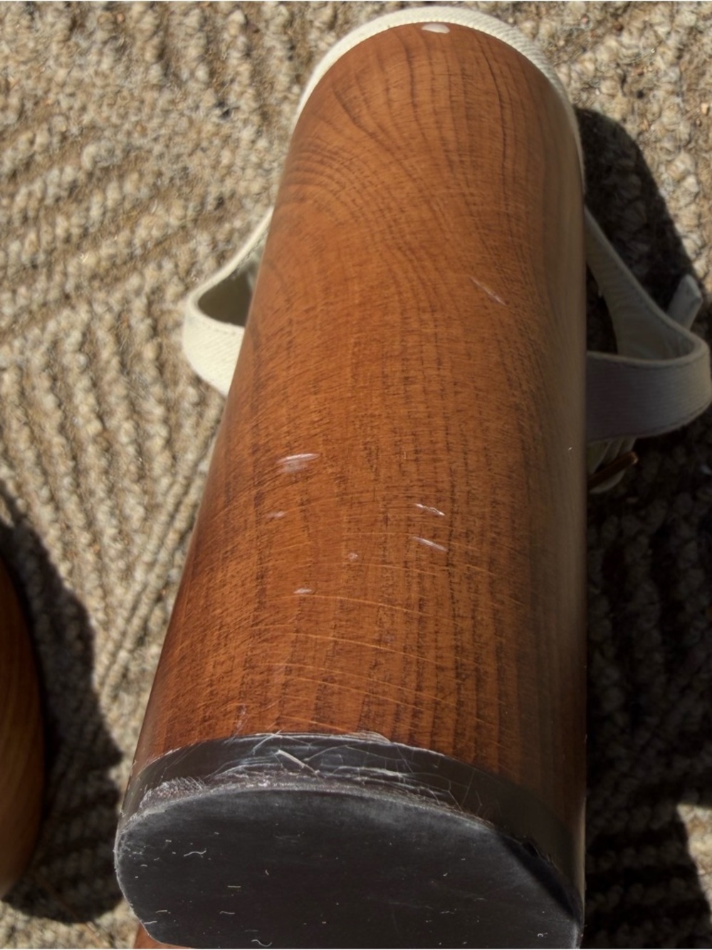 Saint Laurent Cream Leather Platform Sandal with Wood-Effect Heel - Picture 13 of 15